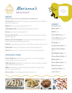 QR Code Bakeshop Menu