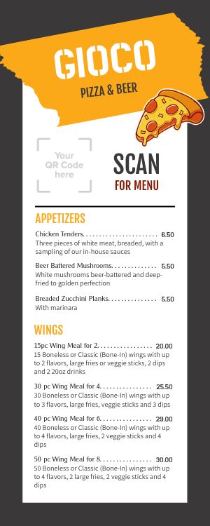 Customizable Pizzeria QR Menu
