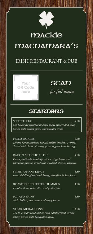 Irish Eatery QR Menu